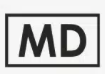 A black and white rectangular sign with a letter in it  Description automatically generated